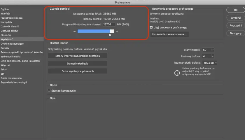 Photoshop: Dysk magazynujący pełny? Szybka zmiana ustawień