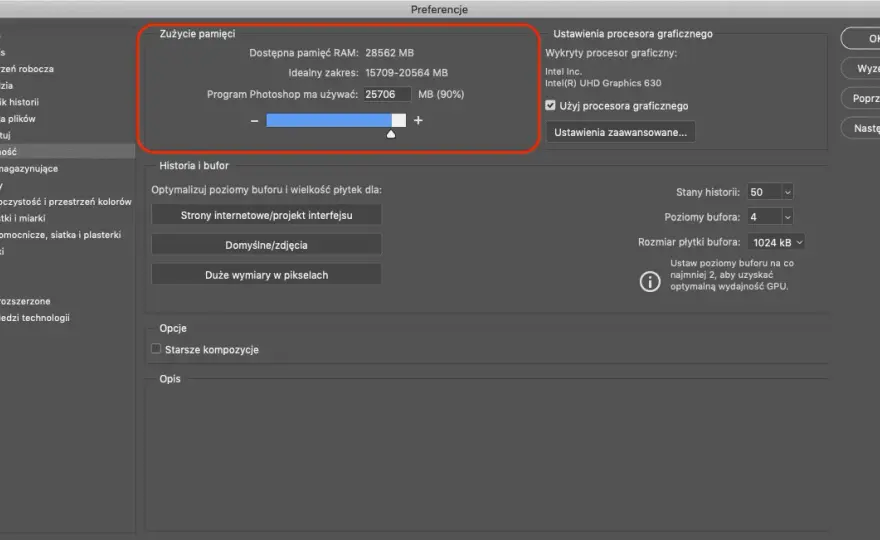 Photoshop: Dysk magazynujący pełny? Szybka zmiana ustawień