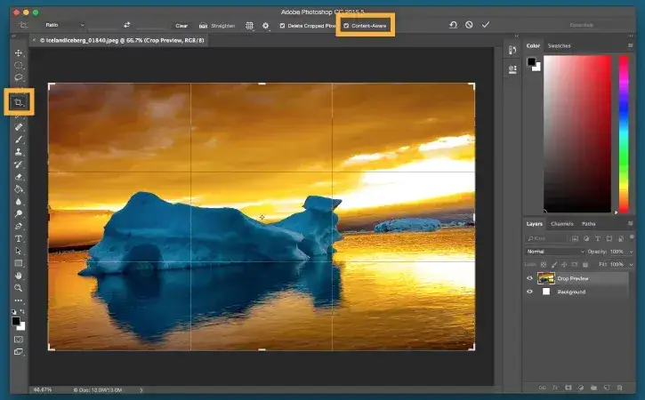 Photoshop Crop Tool Straighten