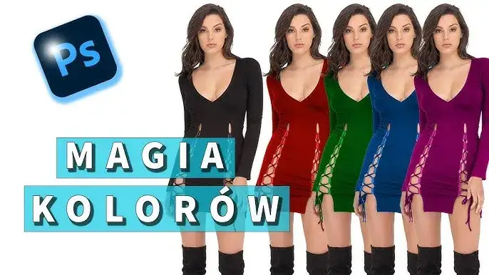 Photoshop zmiana koloru czarnego ubrania na inny