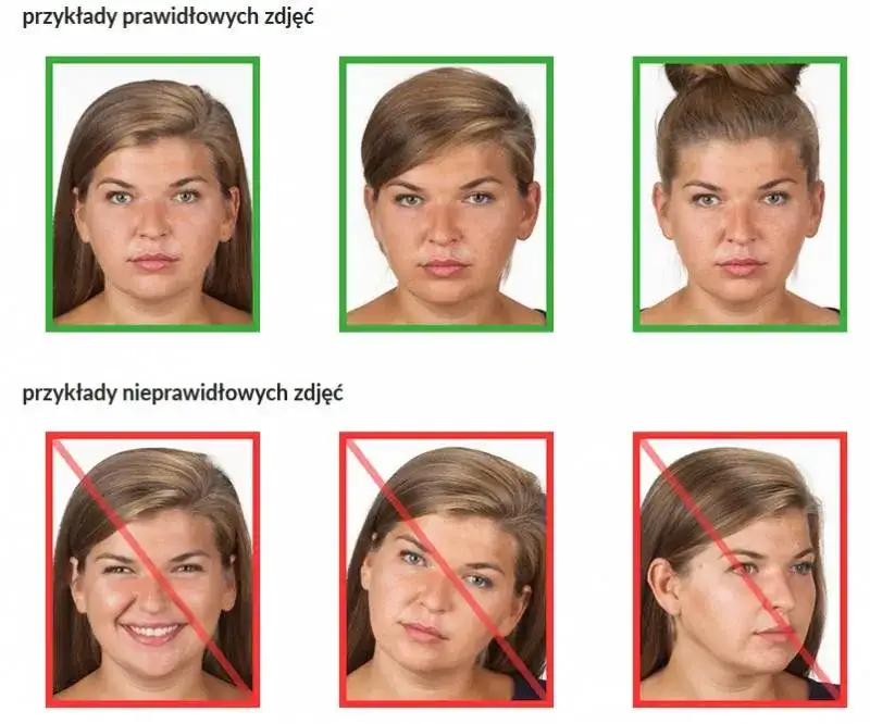 Przykład prawidłowego zdjęcia biometrycznego do dowodu osobistego