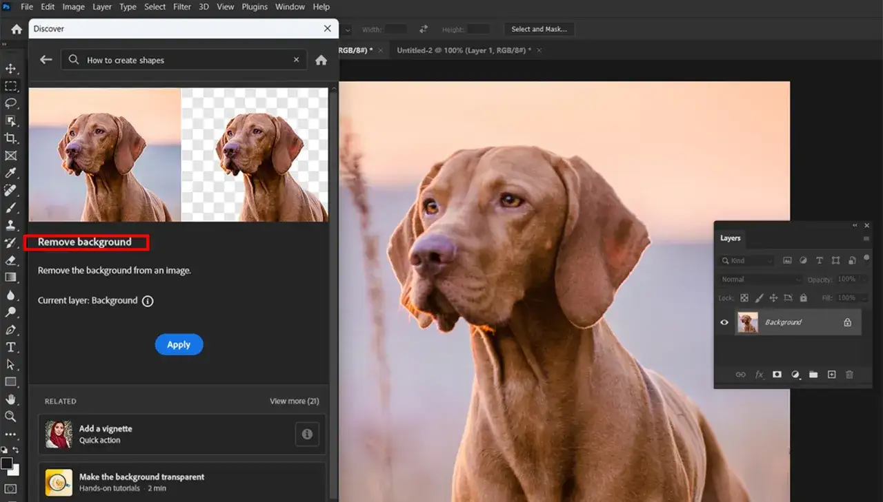 Photoshop usuwanie tła AI efekt