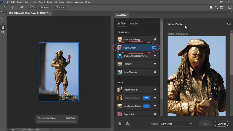 Neural Filters Super Zoom Photoshop
