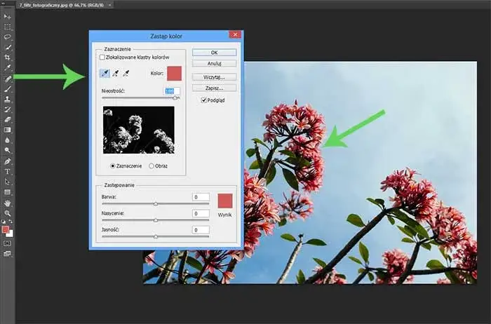 Photoshop narzędzie zastępowanie koloru